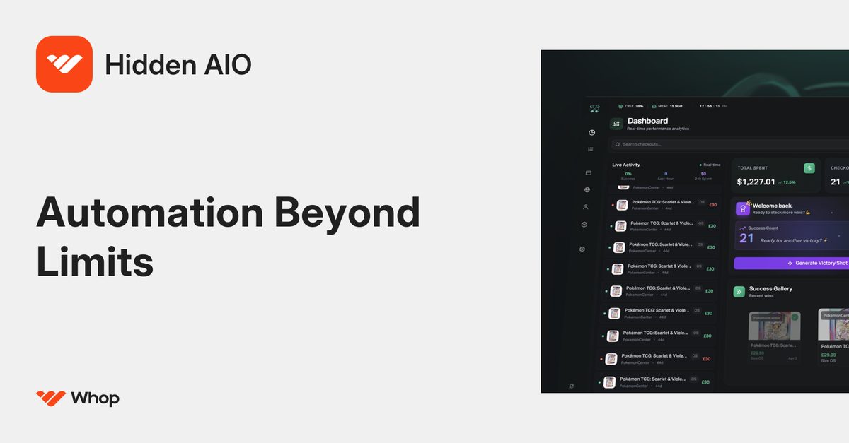 Hidden AIO shown on its official Whop listing