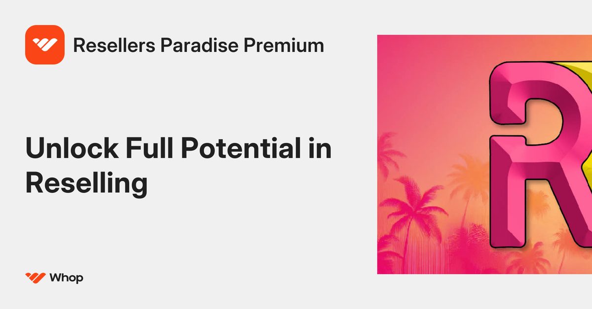 Resellers Paradise shown on its official Whop listing